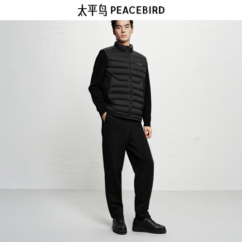 【商场同款】太平鸟男装 休闲羽绒马甲字母印花男士马甲B2AGF4246 - 图0