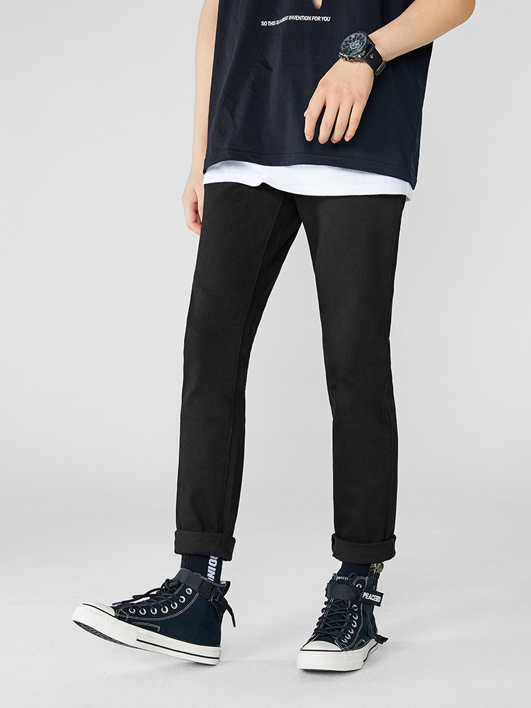 太平鸟男装秋季新款黑色直筒牛仔裤 太平鸟男装outlets店牛仔裤