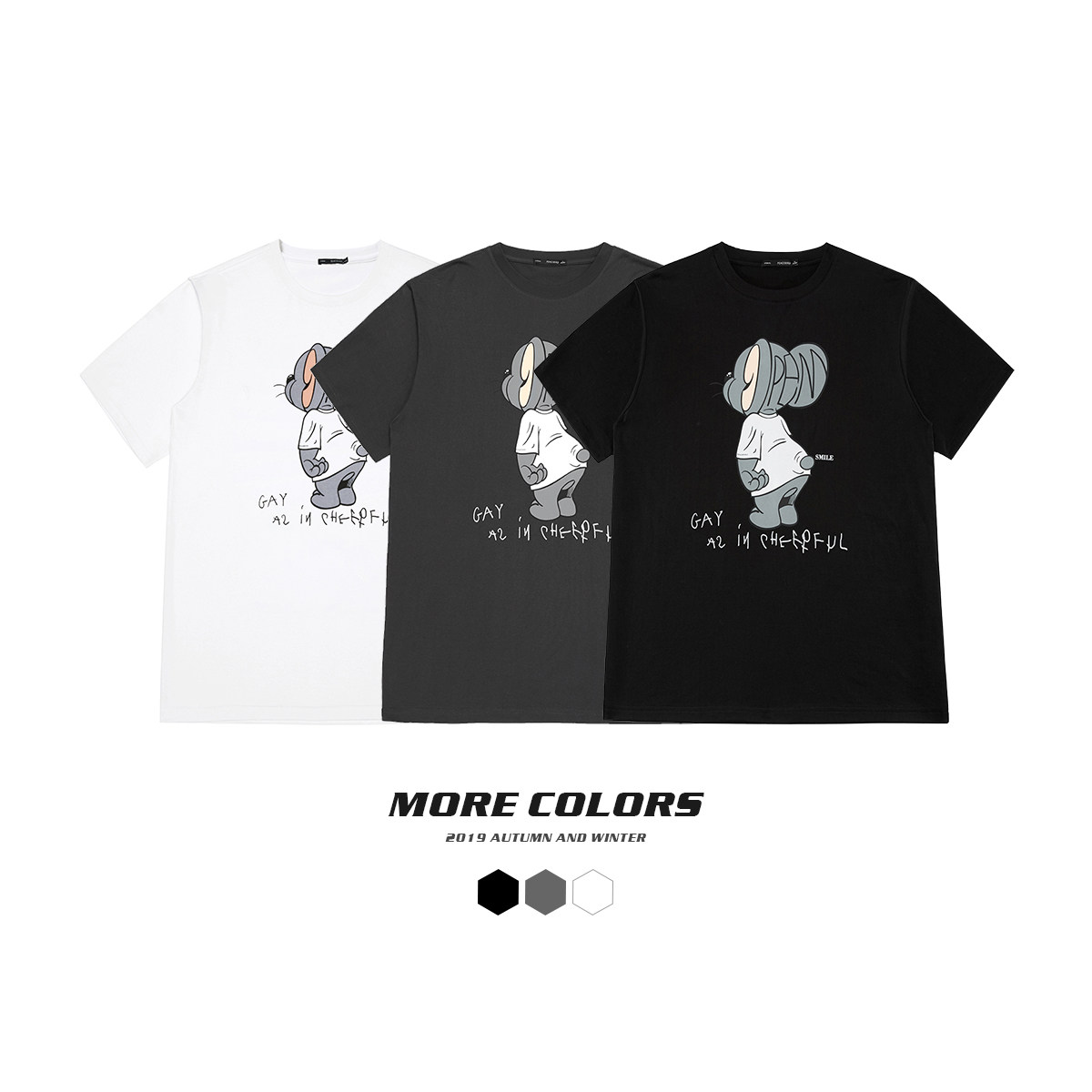 太平鸟男装新款卡通印花主题男t恤 太平鸟男装outlets店T恤