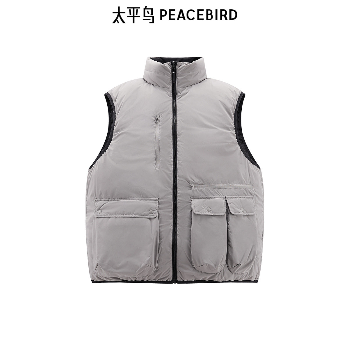 【商场同款】太平鸟男装 防泼水羽绒马甲宽松工装羽绒 B2AGE4288,淘宝优惠券,粉丝福利购,淘宝优惠卷