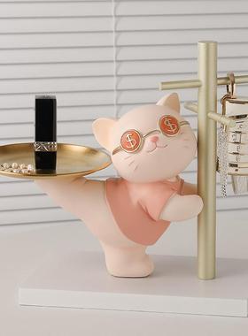 招财猫树脂工艺品收纳礼物家居摆件清仓玄关儿童房钥匙架