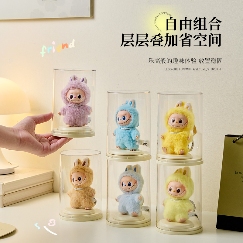 Labubu4.0 blind box storage display rack heart password labubu transparent protective cover figure storage box cabinet