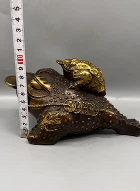 鎏金工艺母子金蟾摆件 重量约1100克左右  以收到的实物为准