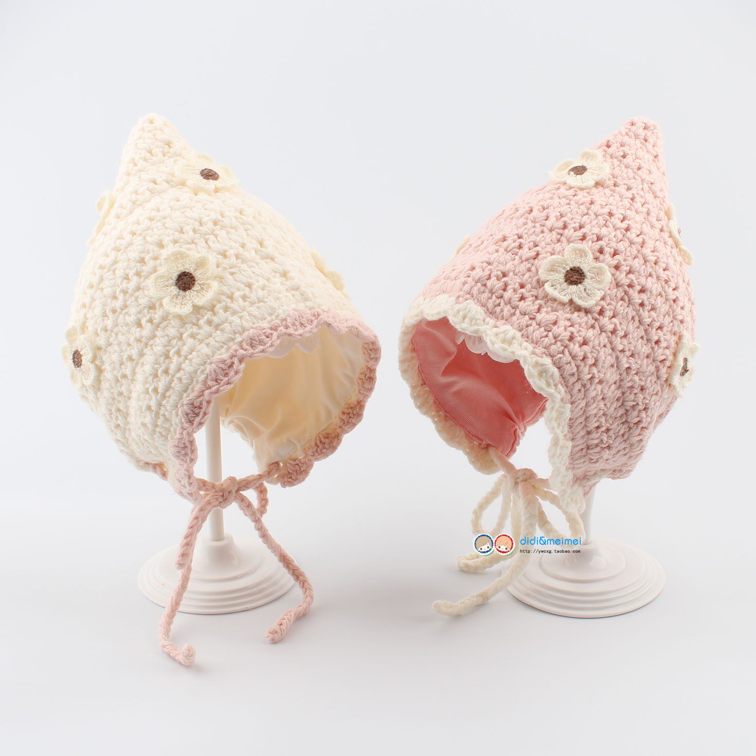 可爱童话小红帽女宝宝包头帽秋冬季甜美花朵保暖护耳儿童毛线帽子,淘宝优惠券,粉丝福利购,淘宝优惠卷