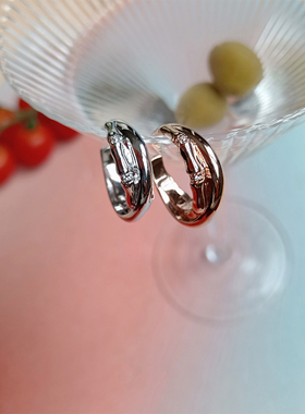 竹节交叉双层戒指女金银款