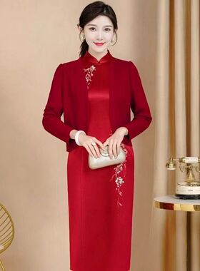 旗袍外搭修身喜婆婆婚礼妈妈开衫