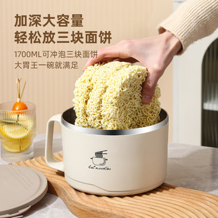 304不锈钢泡面碗学生宿舍可沥水大容量饭碗带盖饭盒礼品方便神器