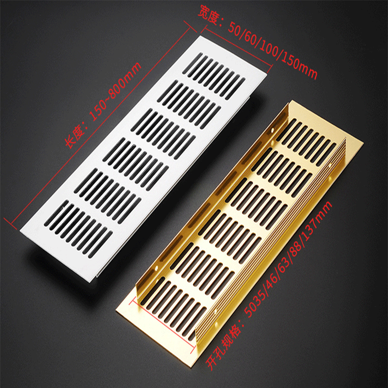 铝合金长方形透气网橱柜散热网衣柜鞋柜排气孔柜门百叶窗透气格栅-图2