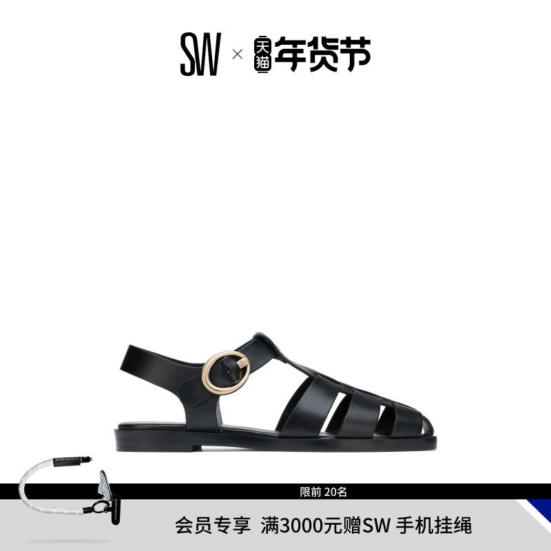 【早秋新品】SW VILLA FISHERMAN SANDAL 金属扣平底渔夫鞋凉鞋女,淘宝优惠券,粉丝福利购,淘宝优惠卷