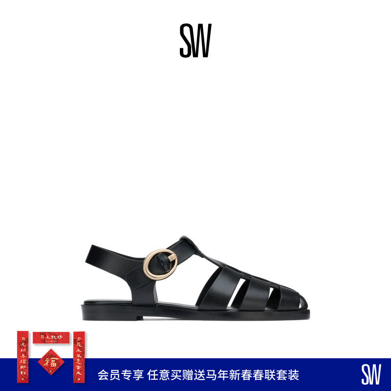 【早秋新品】SW VILLA FISHERMAN SANDAL 金属扣平底渔夫鞋凉鞋女,淘宝优惠券,粉丝福利购,淘宝优惠卷