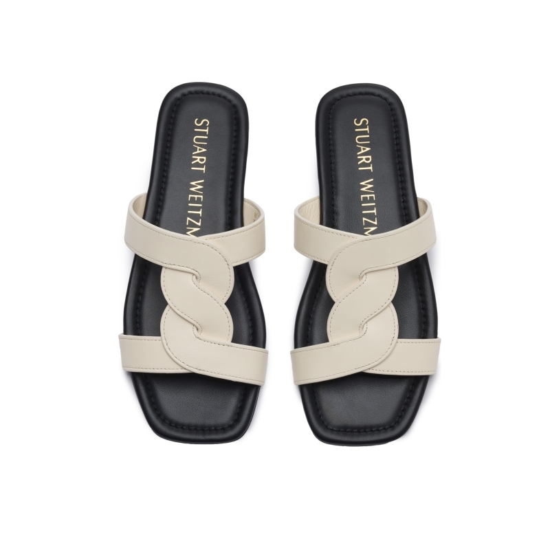Stuart Weitzman/SW IBIZA SLIDE 交叉绑带休闲平底凉拖外穿拖鞋,淘宝优惠券,粉丝福利购,淘宝优惠卷