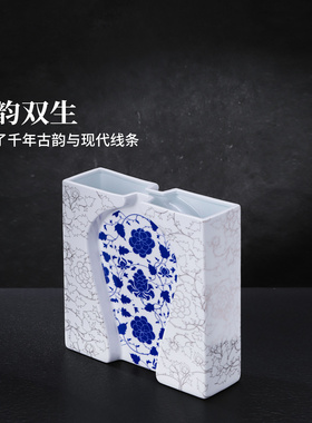 景德镇陶瓷釉中青花瓷花瓶摆件