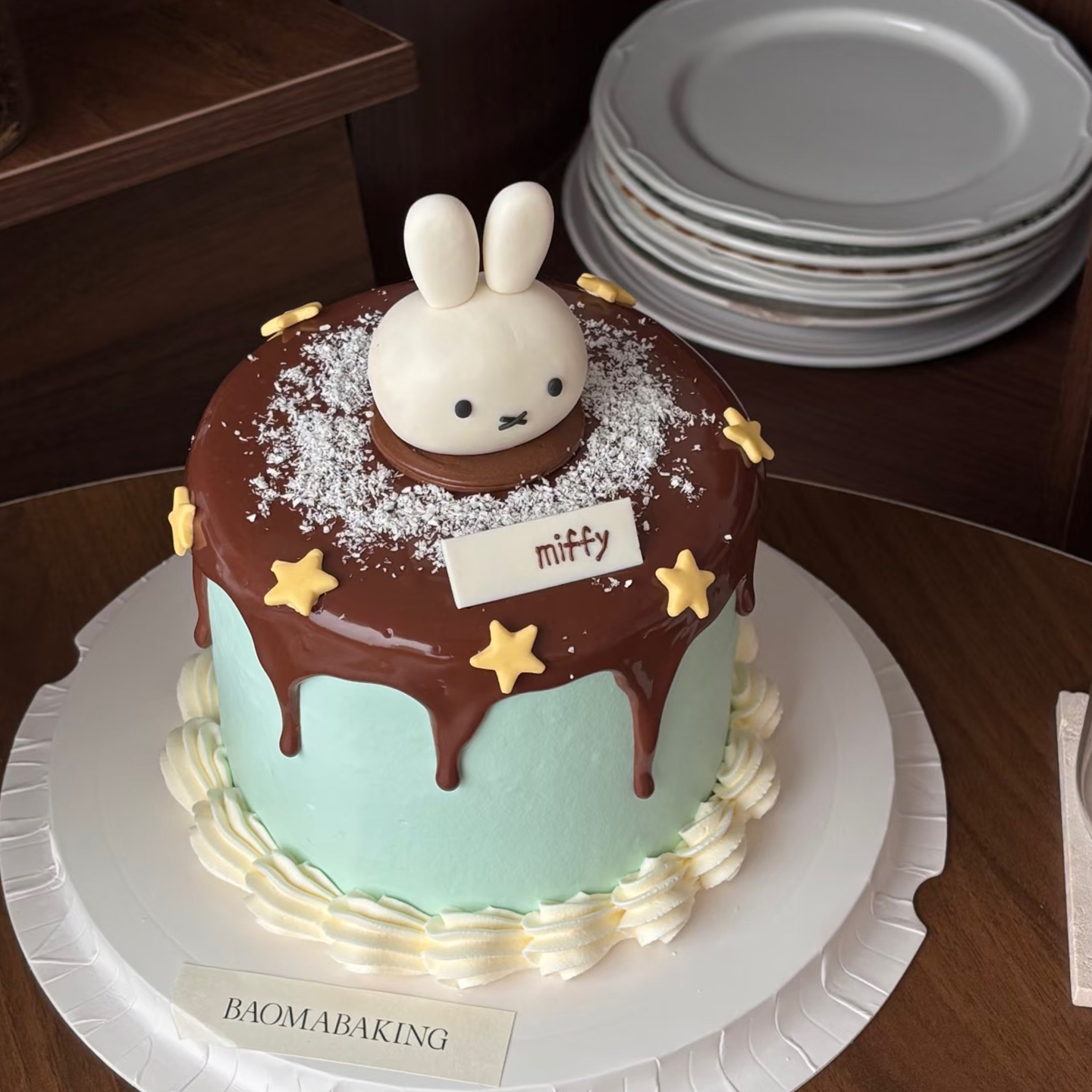 可爱米菲兔生日蛋糕装饰摆件软陶立体白色小兔头兔子烘焙装饰配件 - 图3