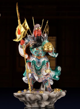 武财神关公神像关二爷关羽立刀财神关圣帝君汉白玉供奉工艺品摆件