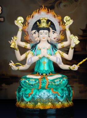 汉白玉斗姆元君神像众星之母彩绘南斗北斗星九皇之母家居供奉摆件