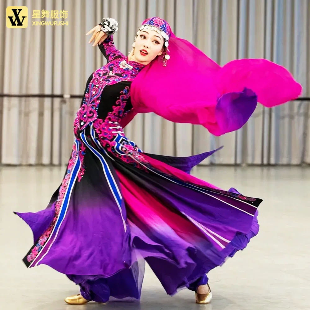 Национальный танец Красивый Аи Хан Танцевальная одежда Художество Испытание Товары таможни Дарге Юбки Синьцзян Виктория Танцевальное обслуживание