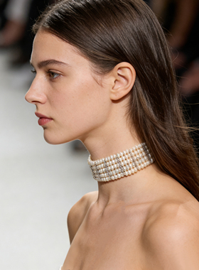 AR多层珍珠钻choker项链女 新品包邮复古百搭法式晚宴聚会首饰ins