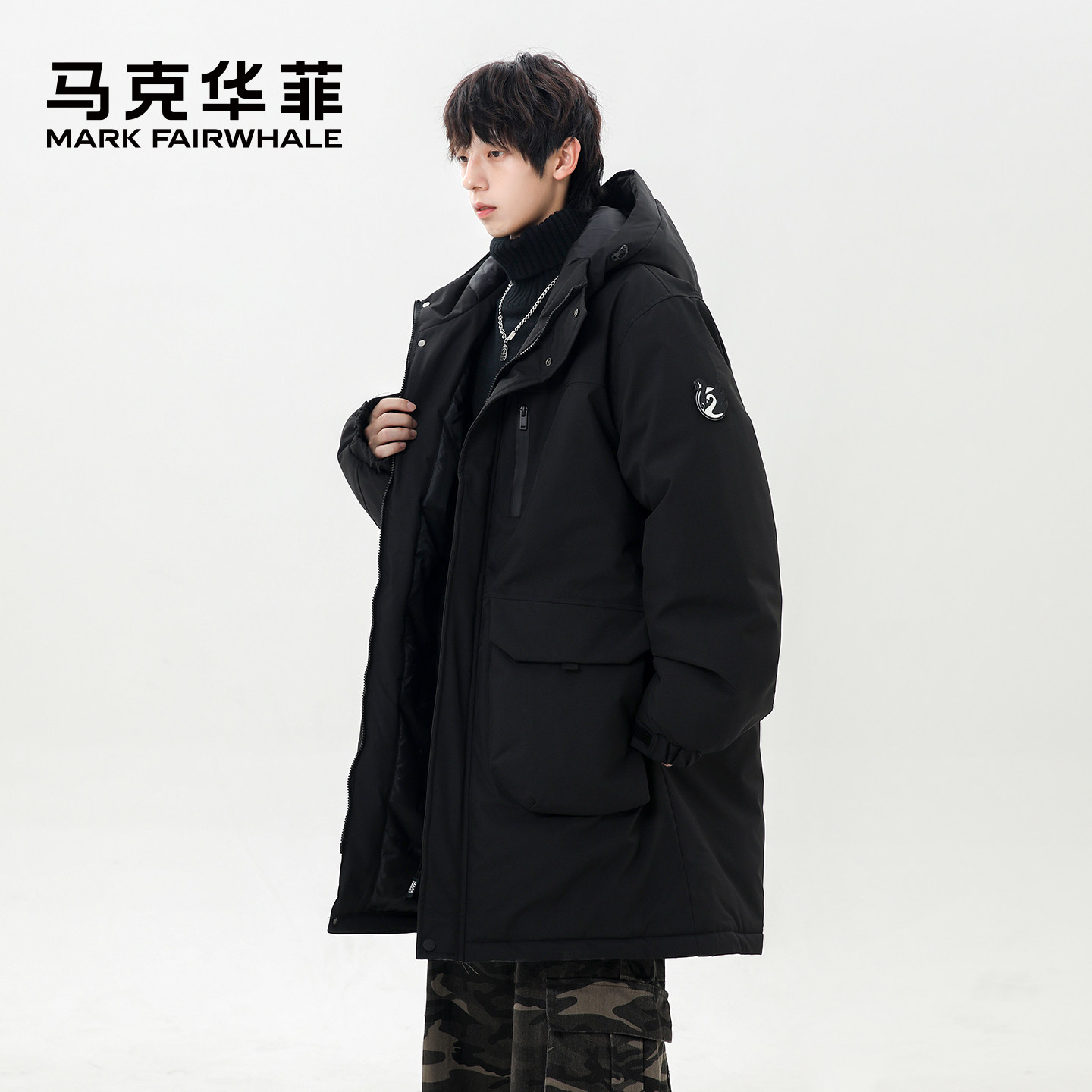 马克华菲美式大口袋工装棉衣男士冬季加绒加厚保暖中长款棉服外套,淘宝优惠券,粉丝福利购,淘宝优惠卷