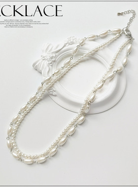 翠盈cuiying饰品简约优雅多层珍珠项链女士派对婚礼多层项链L091