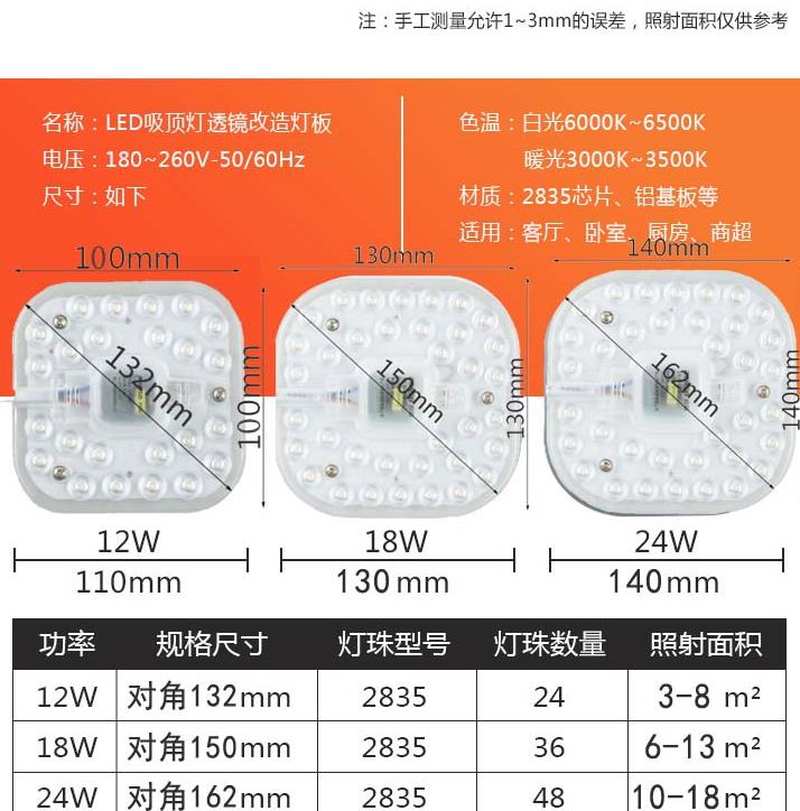 le口灯芯厕所24w36W灯具配件12W18W24W36Wled12W36W24w36w18灯心 - 图2