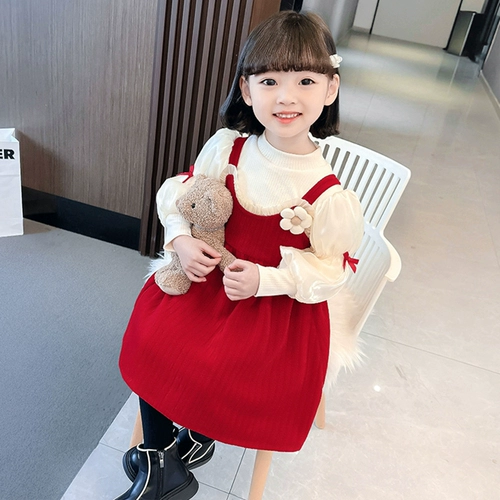 Зимнее платье, юбка, детский флисовый наряд маленькой принцессы, комплект, коллекция 2023, в западном стиле