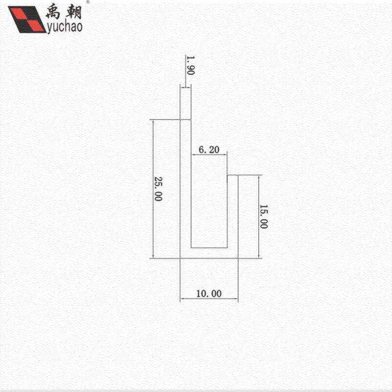 新款不等边U型槽铝10x15x25x1.9内径6.2板材卡槽铝合金型材边框u-图0