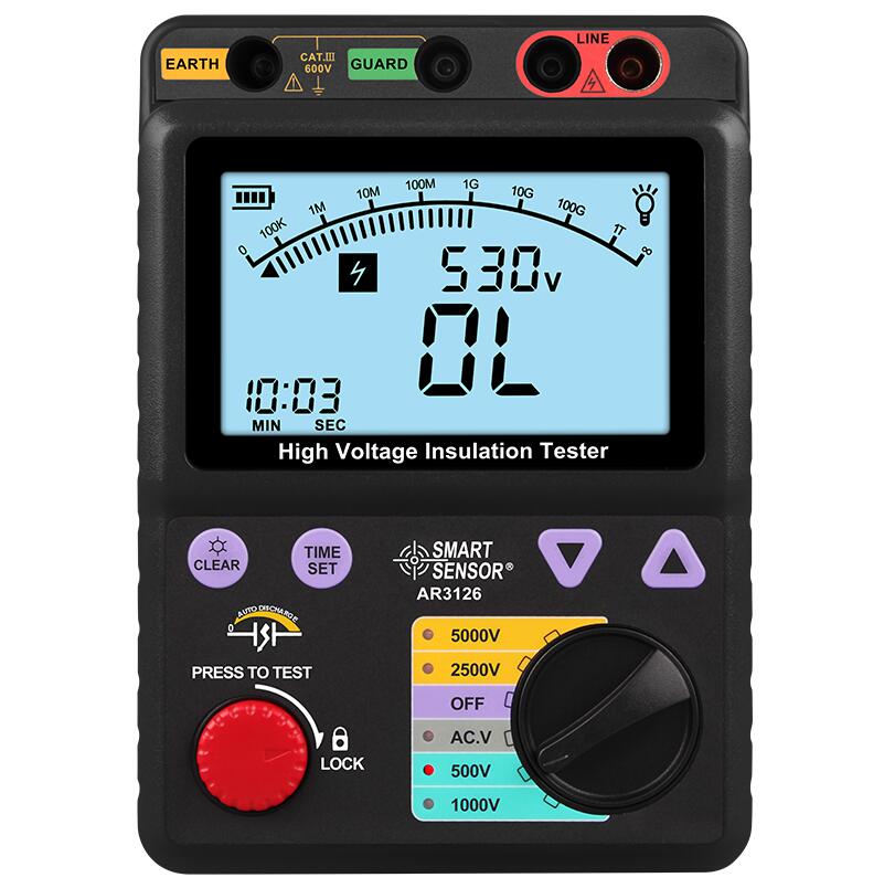 希玛数字兆欧表AR907+ 1000V/2500V数显绝缘电阻测试仪AR907A+ - 图2