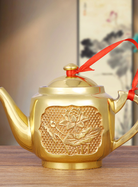 茶壶铜茶壶摆件家用供奉招财