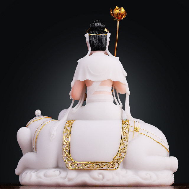 White marble Puxian Bodhisattva home Buddhist temple ornaments for worship