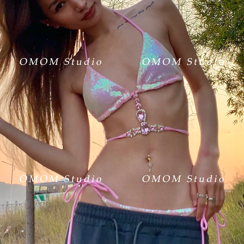 omom2024新款BIKIN女士游泳衣性感比基尼泳装温泉度假 - 图0