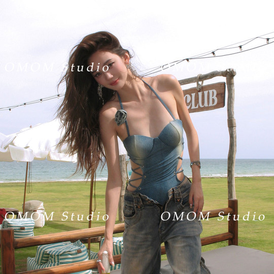 OMOM2025春夏新款连体泳衣女钢托聚拢显瘦遮肚温泉度假泳装