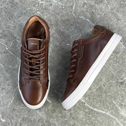 在售150美刀法国时尚运动鞋男鞋头层牛皮拼接休闲鞋耐磨低帮板鞋 - 图3