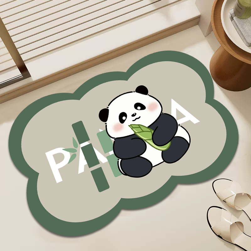 熊猫卡通卫生间门口软垫硅藻泥地垫浴室吸水速干地毯家用防滑垫子