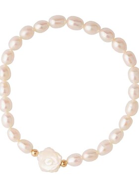 白色珍珠玫瑰花手链小众ins闺蜜百搭古风学生轻奢情侣感礼物