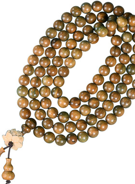 绿檀(玉檀香)三圈四圈莲花吊坠佛珠手串念珠手链文玩多圈男女项链