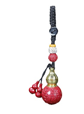 网红同款朱砂黄铜镶嵌投影葫芦舍利瓶钥匙扣原矿葫芦嘎呜瓶吊坠