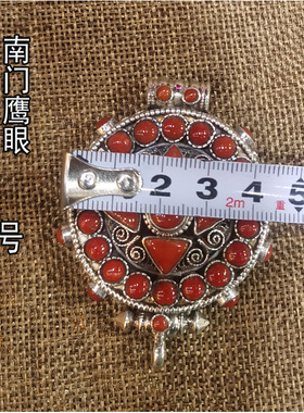 尼泊尔进口925纯银红宝石嘎乌盒挂坠 珊湖手工嘎呜挂件储物吊项坠