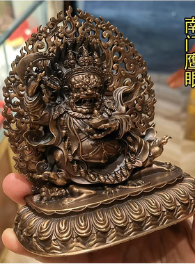 国产特精工红铜佛像二臂玛哈嘎拉 4寸约14cm 黑袍金刚 纯铜大黑天