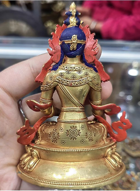 尼泊尔紫铜鎏金做旧佛像地藏菩萨