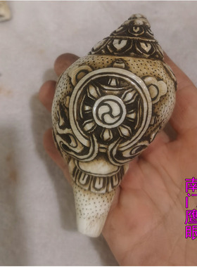 尼泊尔手工海螺雕八吉祥八供海螺