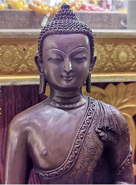 7寸纯铜佛像 释迦佛 尼泊尔进口纯铜佛像 释迦牟尼佛 高约22cm