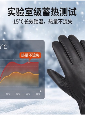 冬季男士鹿皮加绒触屏防风手套