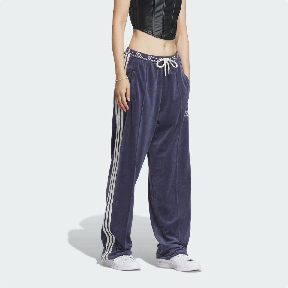 Adidas阿迪达斯VELOUR SST PANT女子复古丝绒宽松运动长裤 IX4231 - 图0