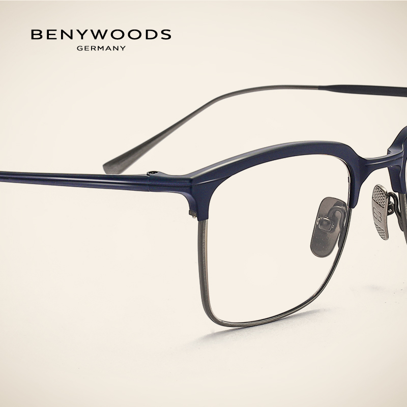 BENYWOODS眼镜框木村拓哉同款男大脸纯钛超轻眼镜架可配近视镜片 - 图1