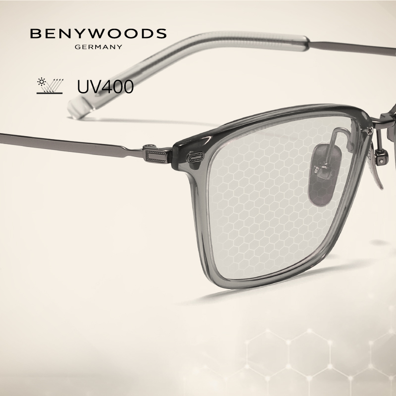 BENYWOODS变色太阳眼镜新款透灰框高级感徒步偏光带度数墨镜男款 - 图1