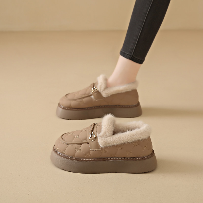 踩屎感加绒大码孕妇棉鞋女冬季2025新款外穿防滑一脚蹬二棉豆豆鞋,淘宝优惠券,粉丝福利购,淘宝优惠卷