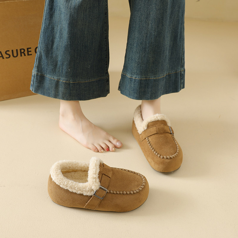 女鞋加绒豆豆鞋女2025新款冬天爆款一脚蹬懒人棉鞋宽胖脚保暖棉靴,淘宝优惠券,粉丝福利购,淘宝优惠卷