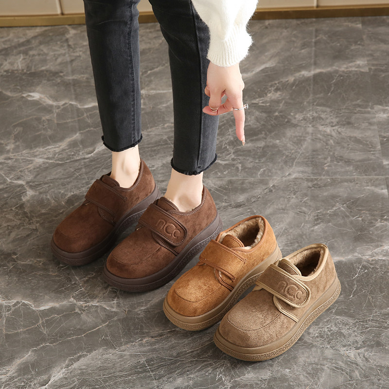 雪地靴女2025新款冬加绒保暖防滑真皮妈妈鞋魔术贴懒人老北京棉鞋,淘宝优惠券,粉丝福利购,淘宝优惠卷