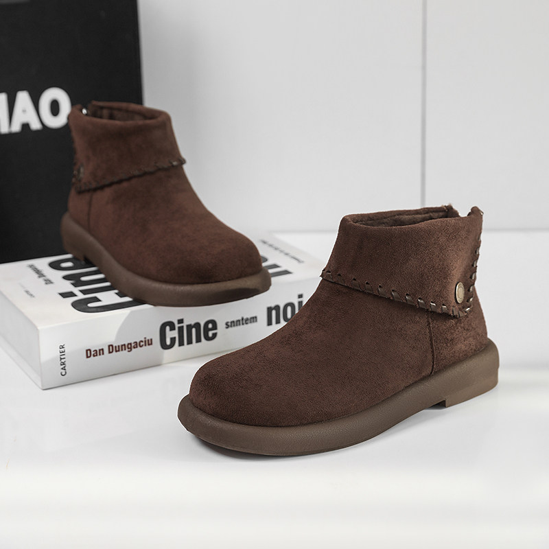 高帮勃肯鞋女2025冬季加绒保暖软底复古棉鞋后拉链棕色雪地短靴子,淘宝优惠券,粉丝福利购,淘宝优惠卷