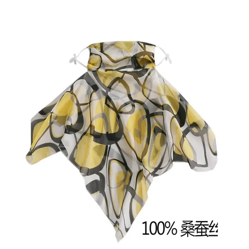 Шелковая медицинская маска, дышащая вуаль, тонкий летний шарф, с защитой шеи, защита от солнца